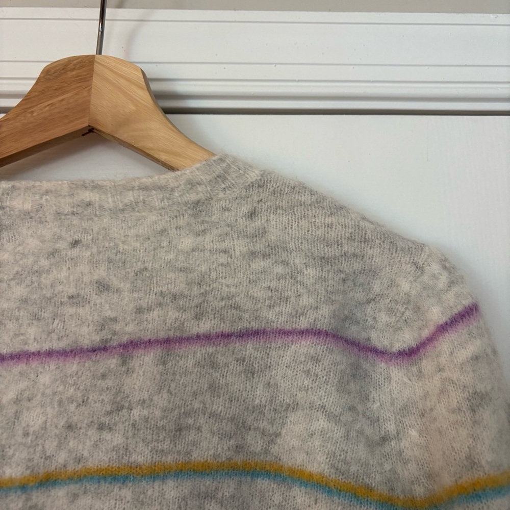 Anthropologie Charli Alpaca Wool Angie Grey Striped Sweater Cozy Boho Soft XS - Picture 9 of 9